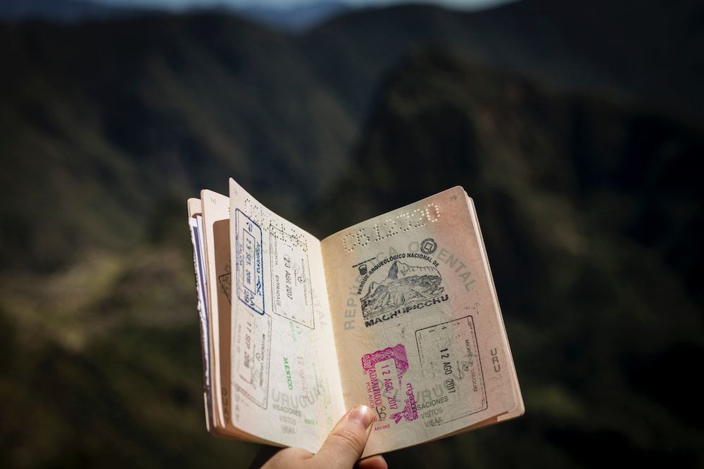 passport open to stamps page