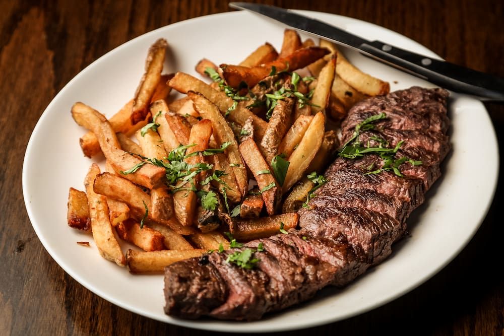 steak with fries