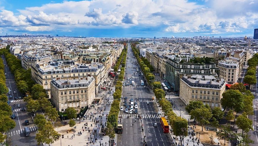 Champs Elysees aerial view