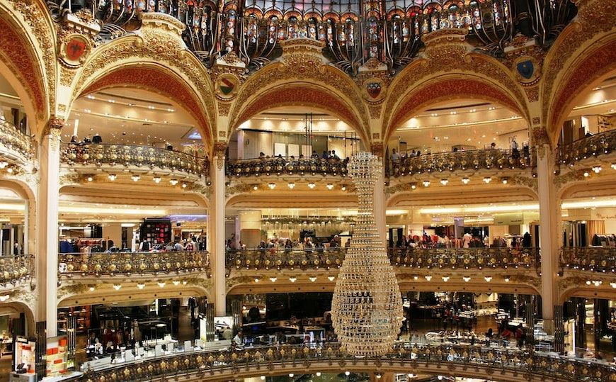 galleries lafayette golden and sparkling interior