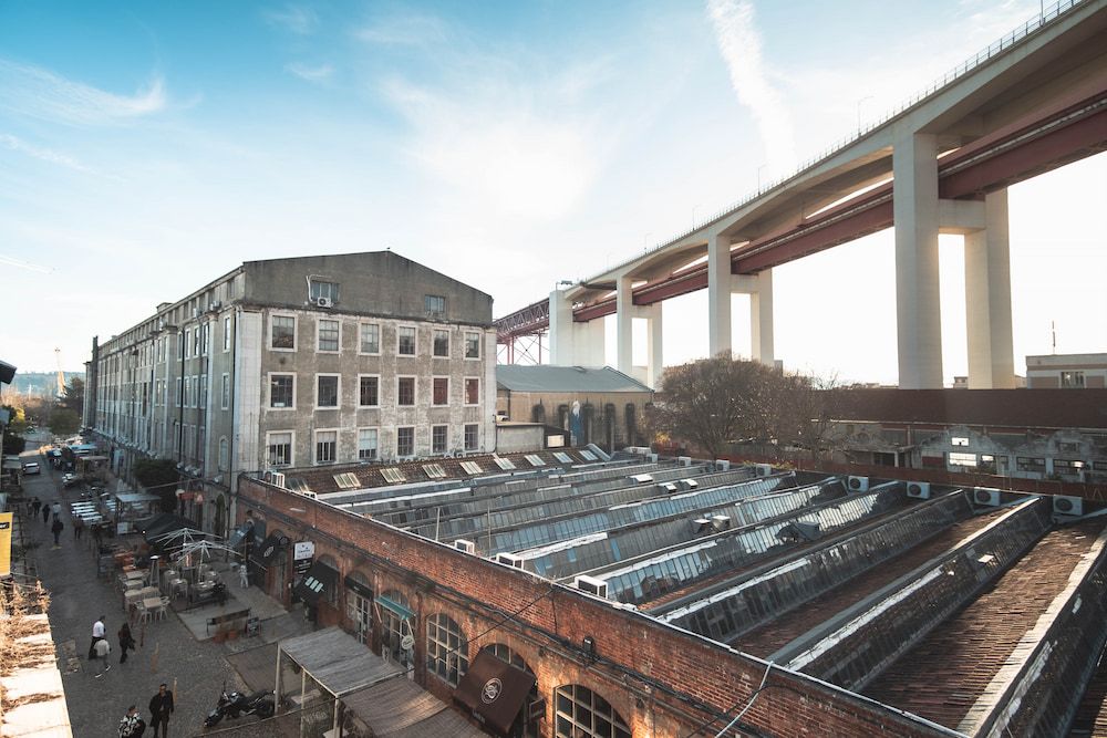 aerial view of the lx factory in lisbon