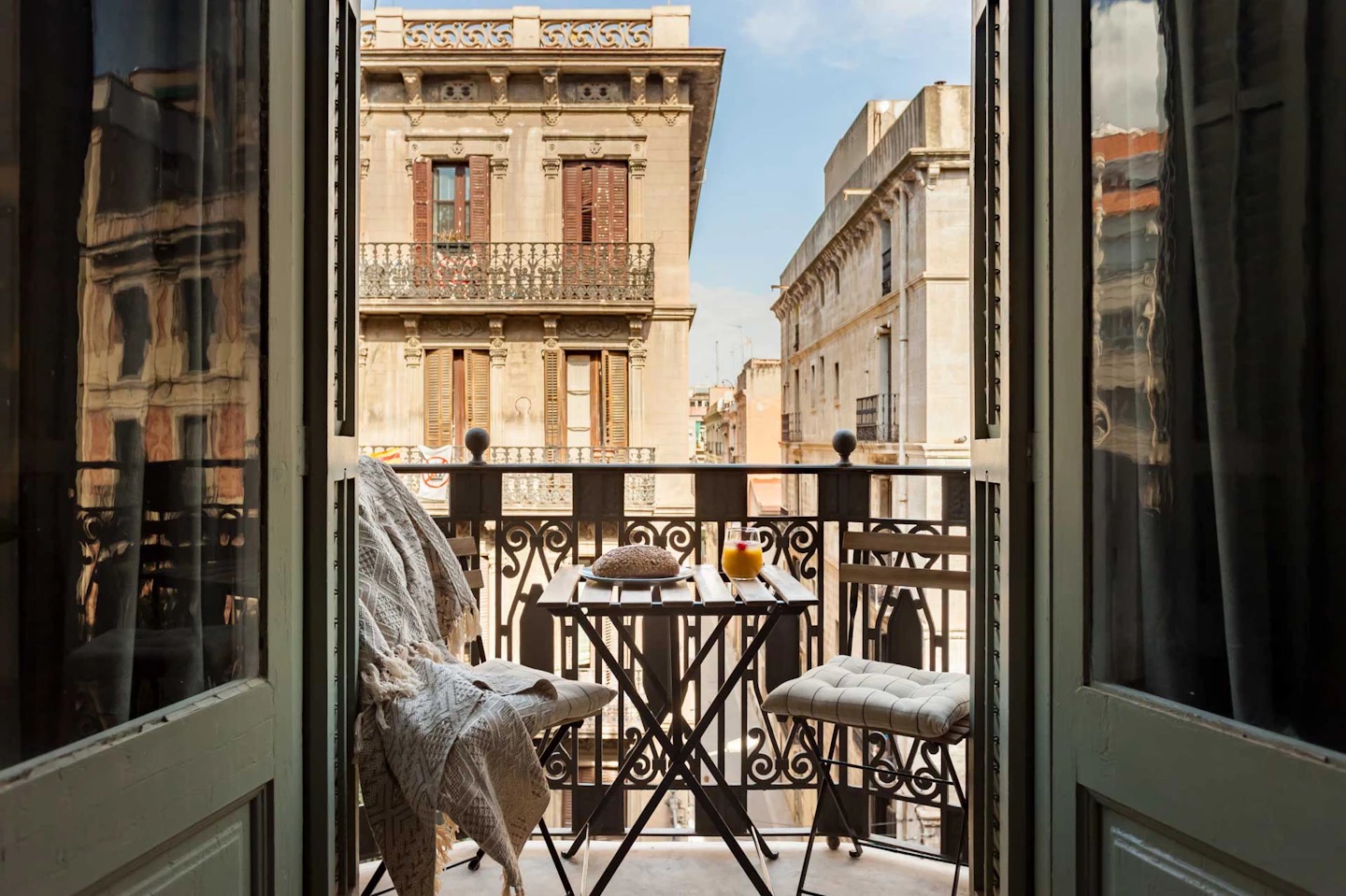 balcony table with food