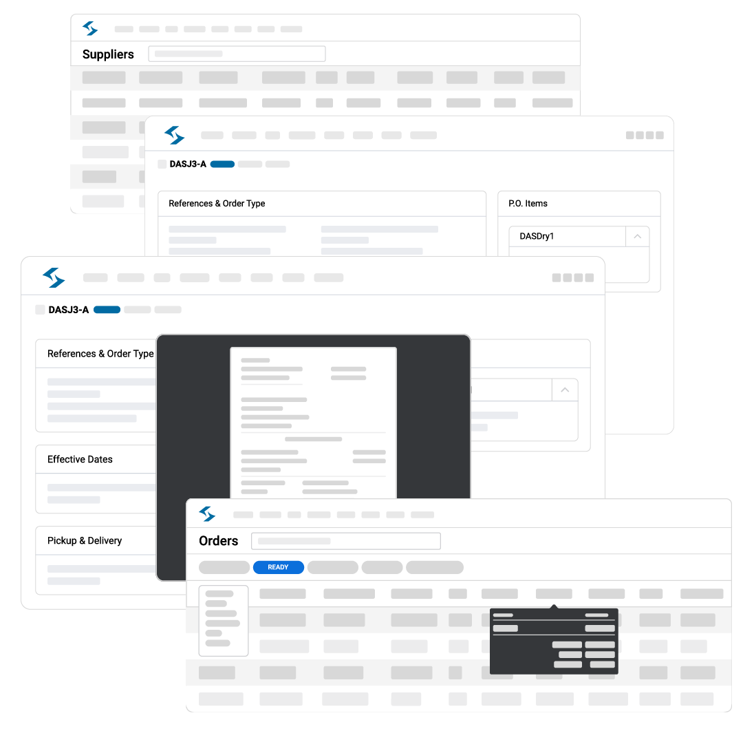 4 indicative screenshots of supplier portal