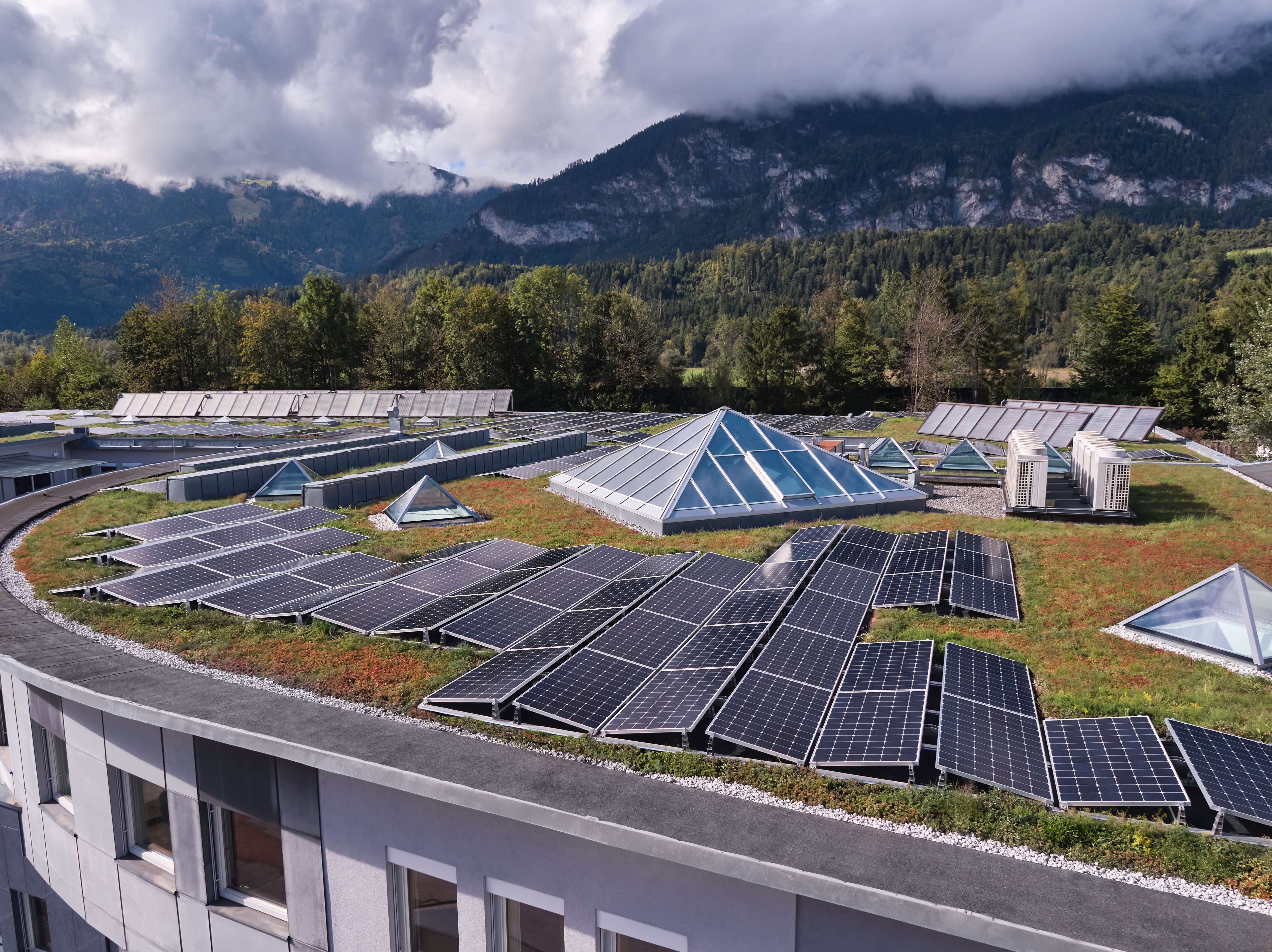 SunPower Maxeon solar panels on a commercial rooftop in Austria