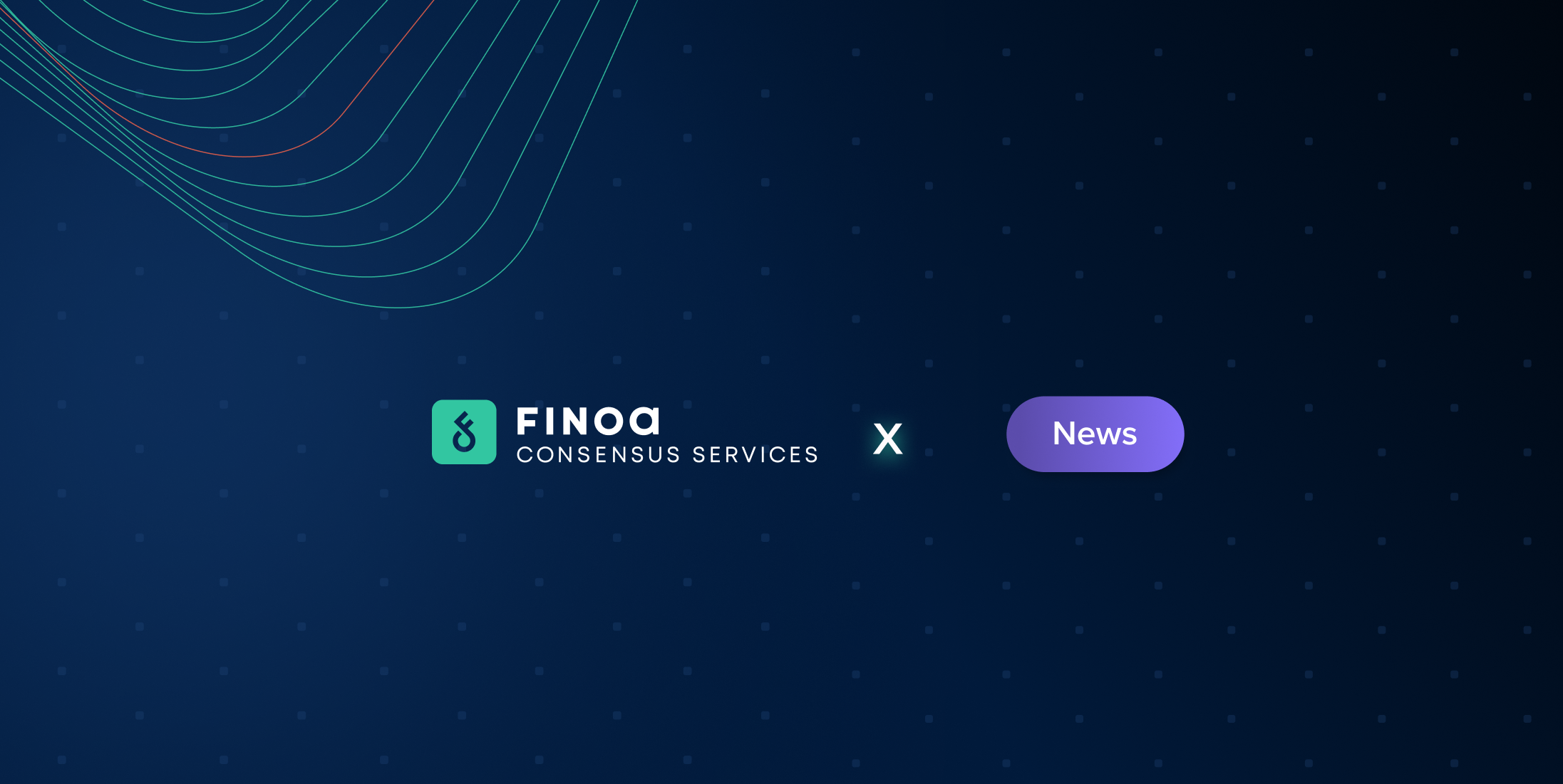Finoa Consensus Services logo next to the word "News" on a dark blue background with curved line design.