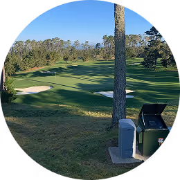SubAir system installed next to a green at a championship golf course, offering automated turf conditioning and moisture control tools.