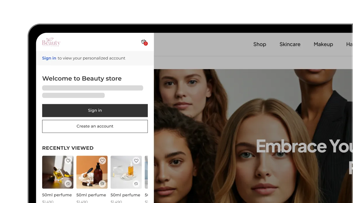 desktop mockup with mini account