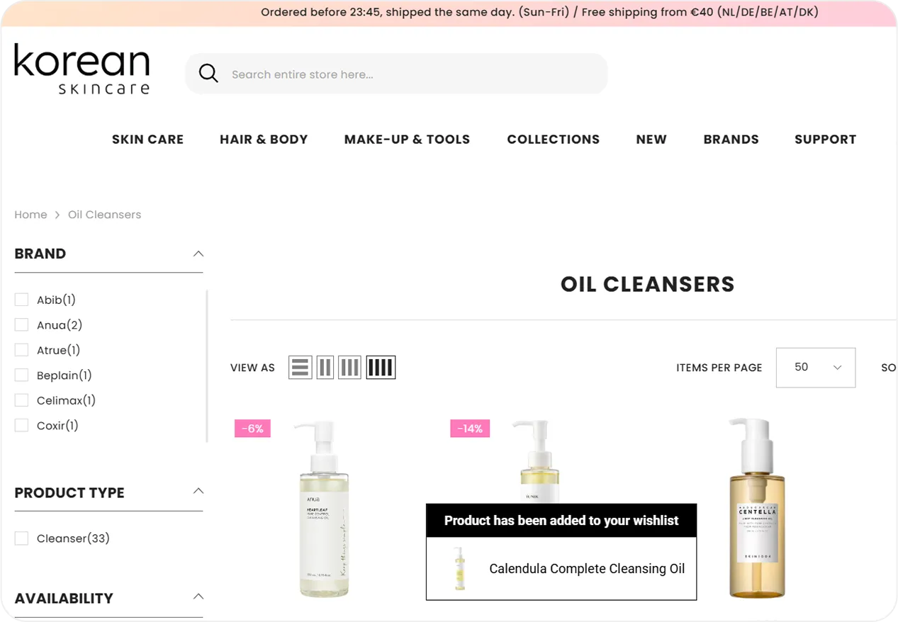korean skincare website image