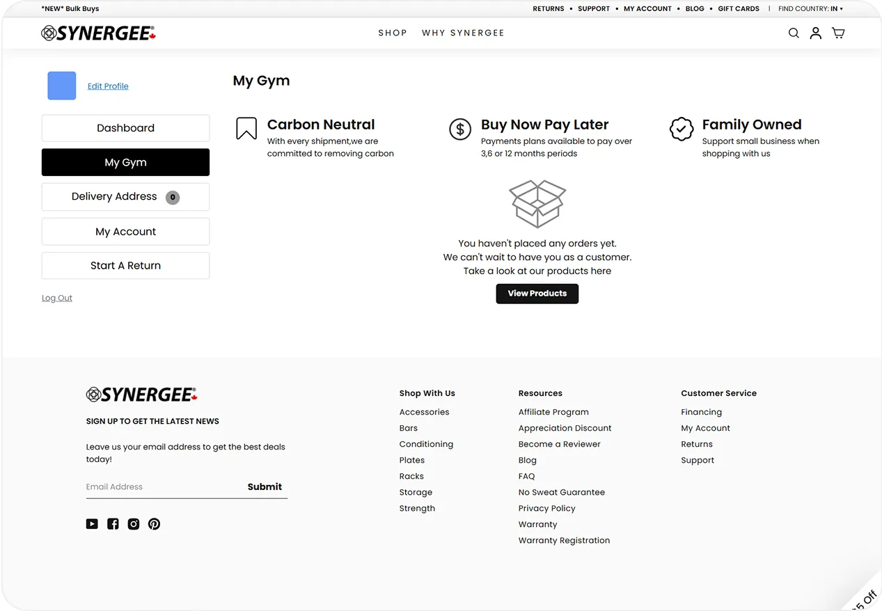 synergee fitness website image
