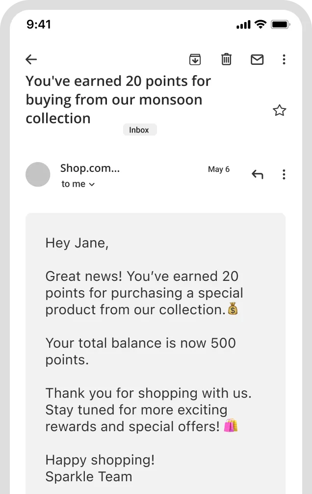 loyalty email phone mockup