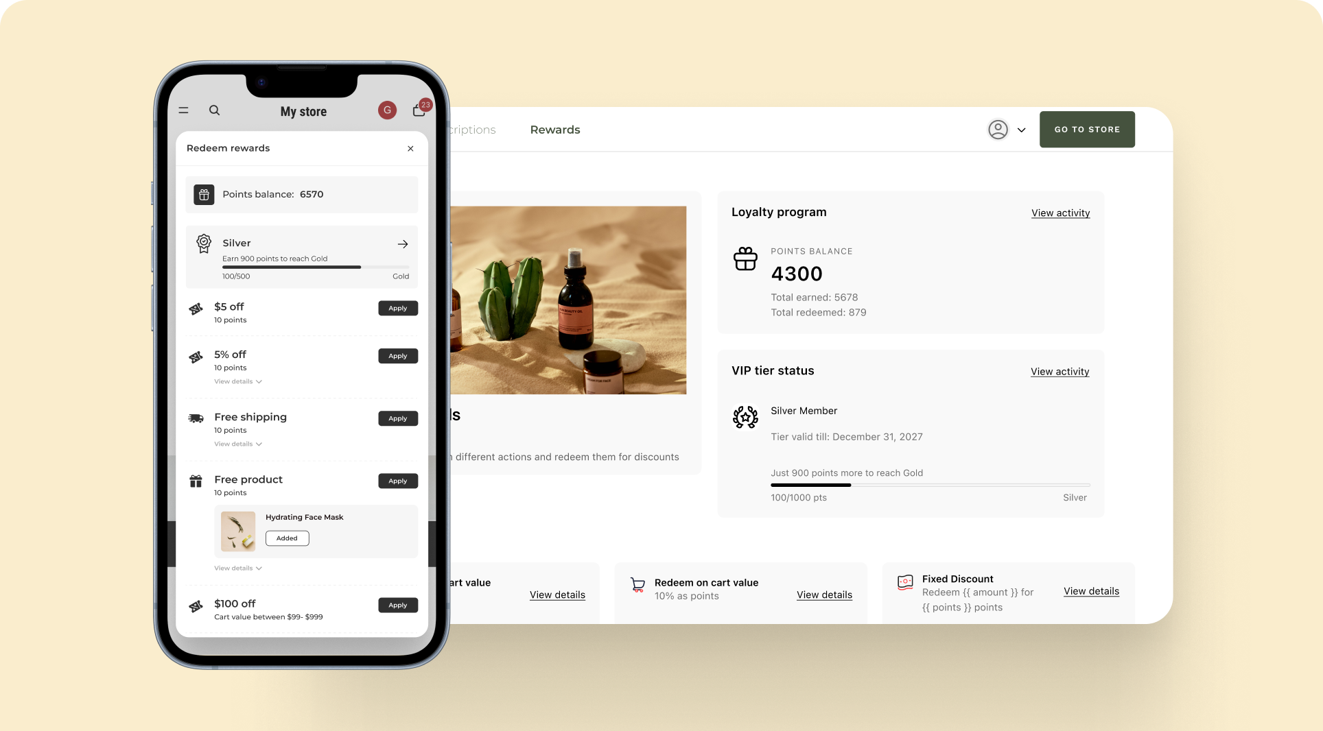 Loyalty program in new customer account and cart