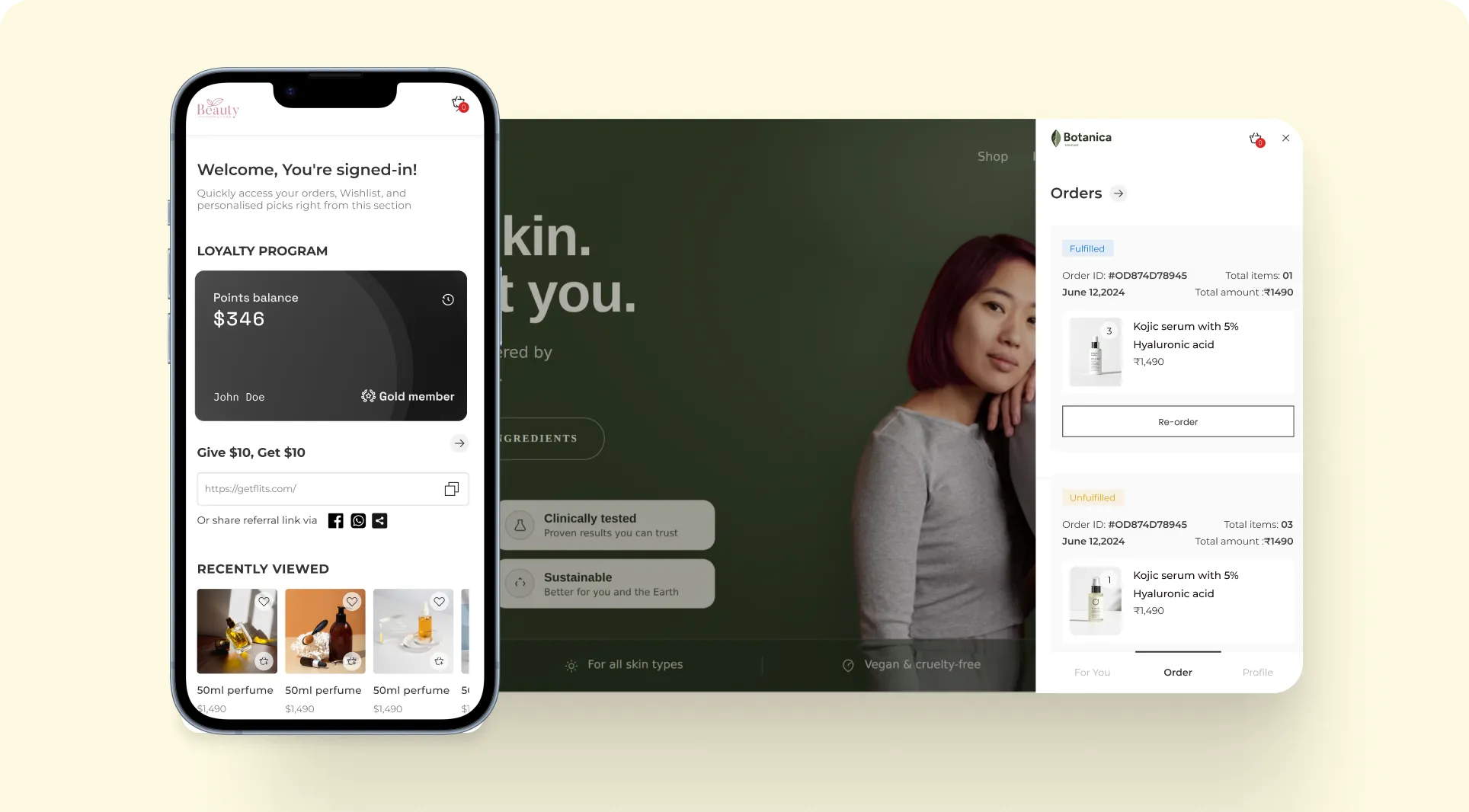 mini account drawer in shopify