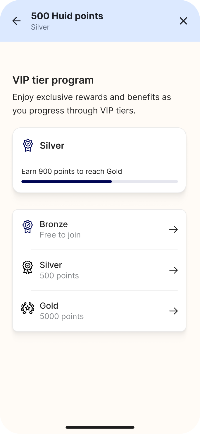 Ways to earn points screen