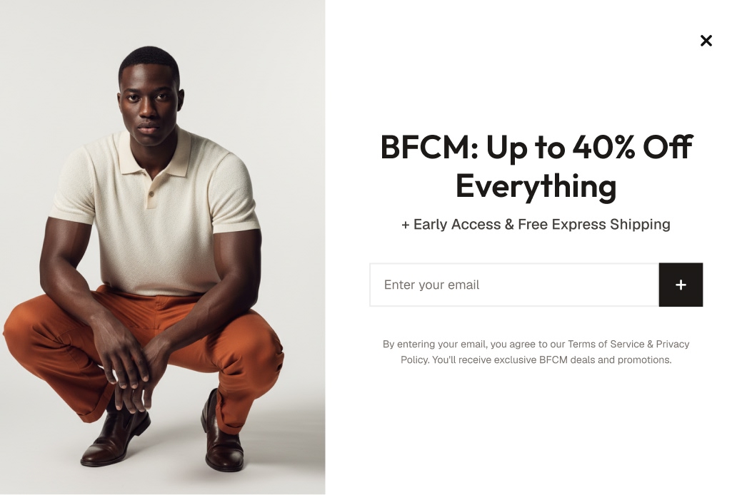Signup popup offering early access in exchange for an email
