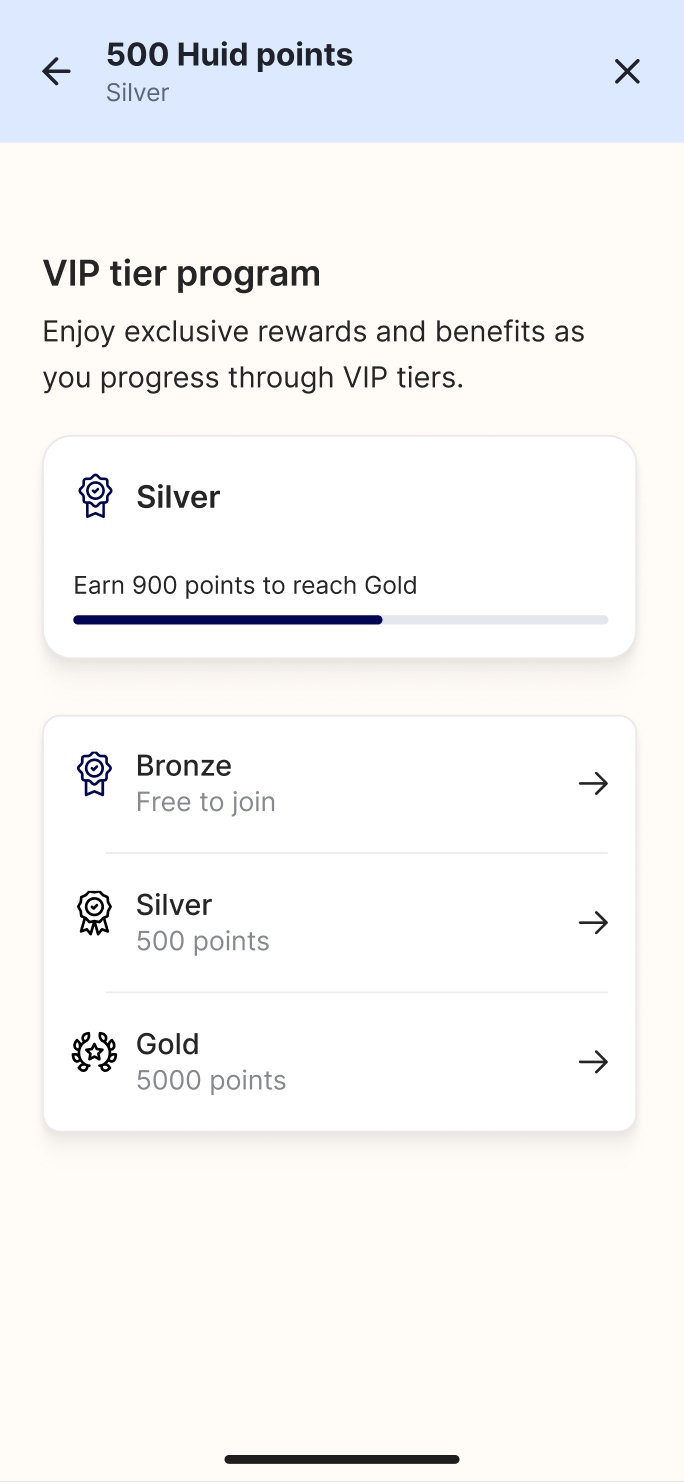 Ways to earn points screen