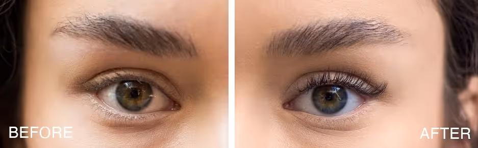 Lashes before and after the lash extensions