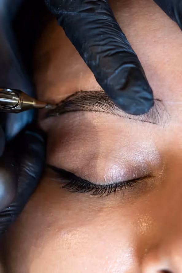The process of ombre powder brows procedure