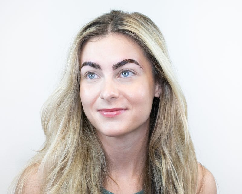 Cool undertone, fair skin tone and dark brows