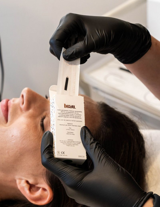 Nanoblade used in microblading up-close