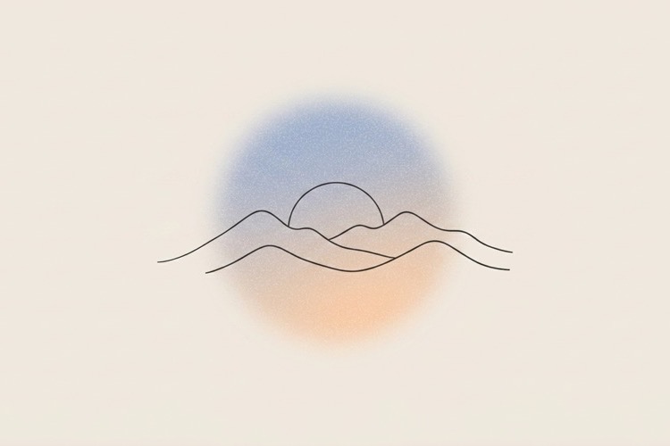 Sunrise over mountain peaks line art — Bible verses about strength