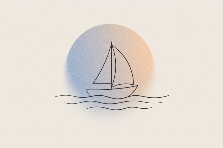 A still sailboat on a quiet lake, representing calm and trust