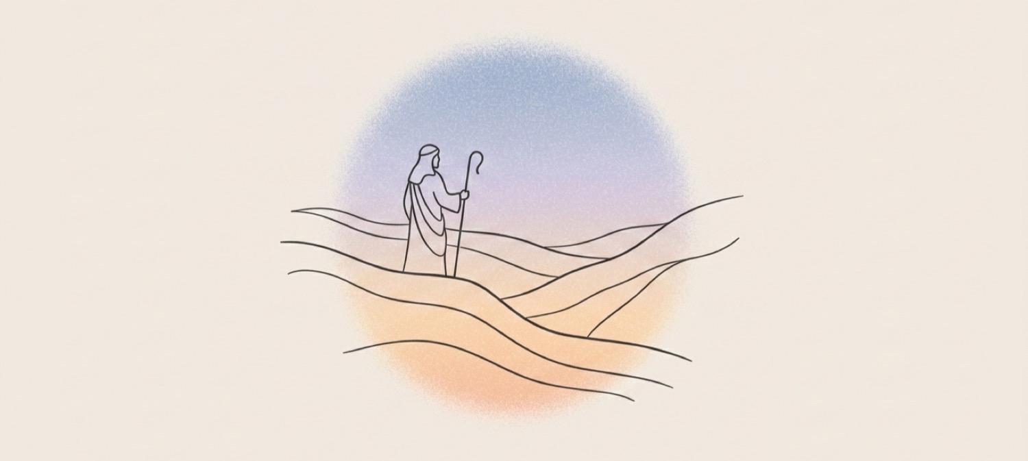 A shepherd looking out over a valley, an image of courage and watchful care