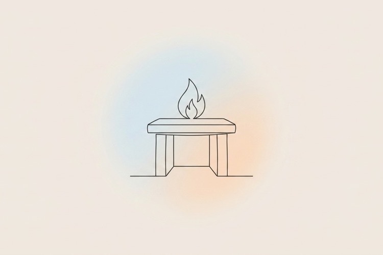 Stone altar glowing with warm morning light