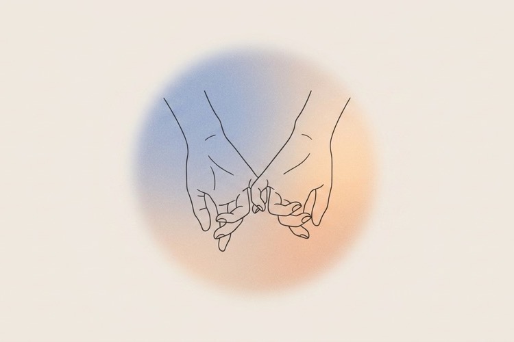 Two hands clasped together, representing a grateful and thankful heart