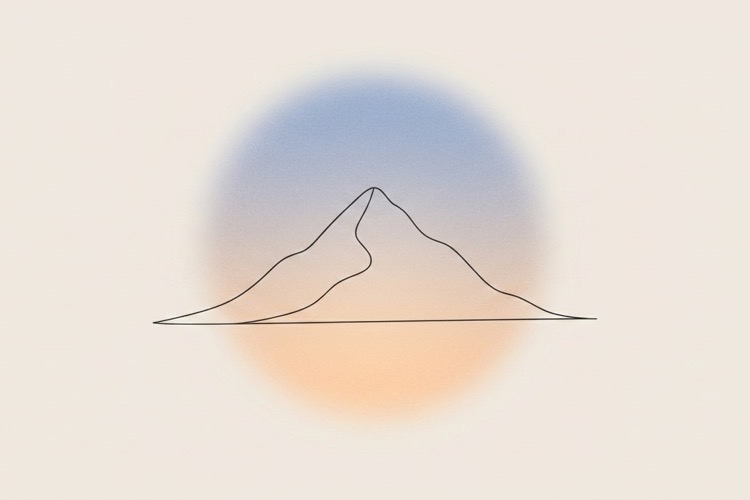 Line-art illustration of a mountain peak
