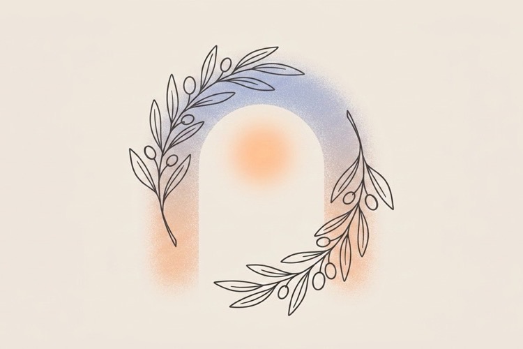 Olive branch and sun illustrating healing and comfort