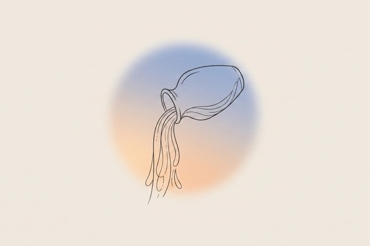 Illustration of a clay jar pouring water