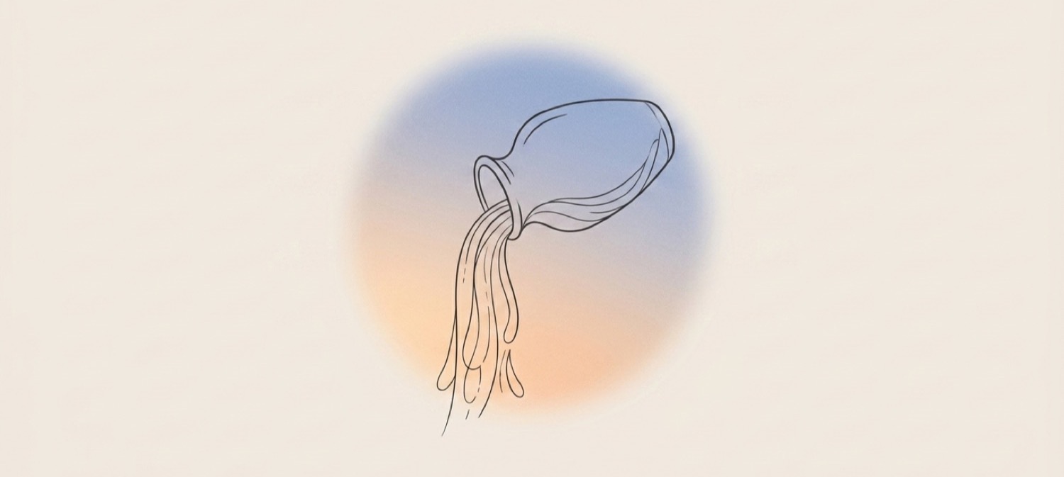 Illustration of a clay jar pouring water