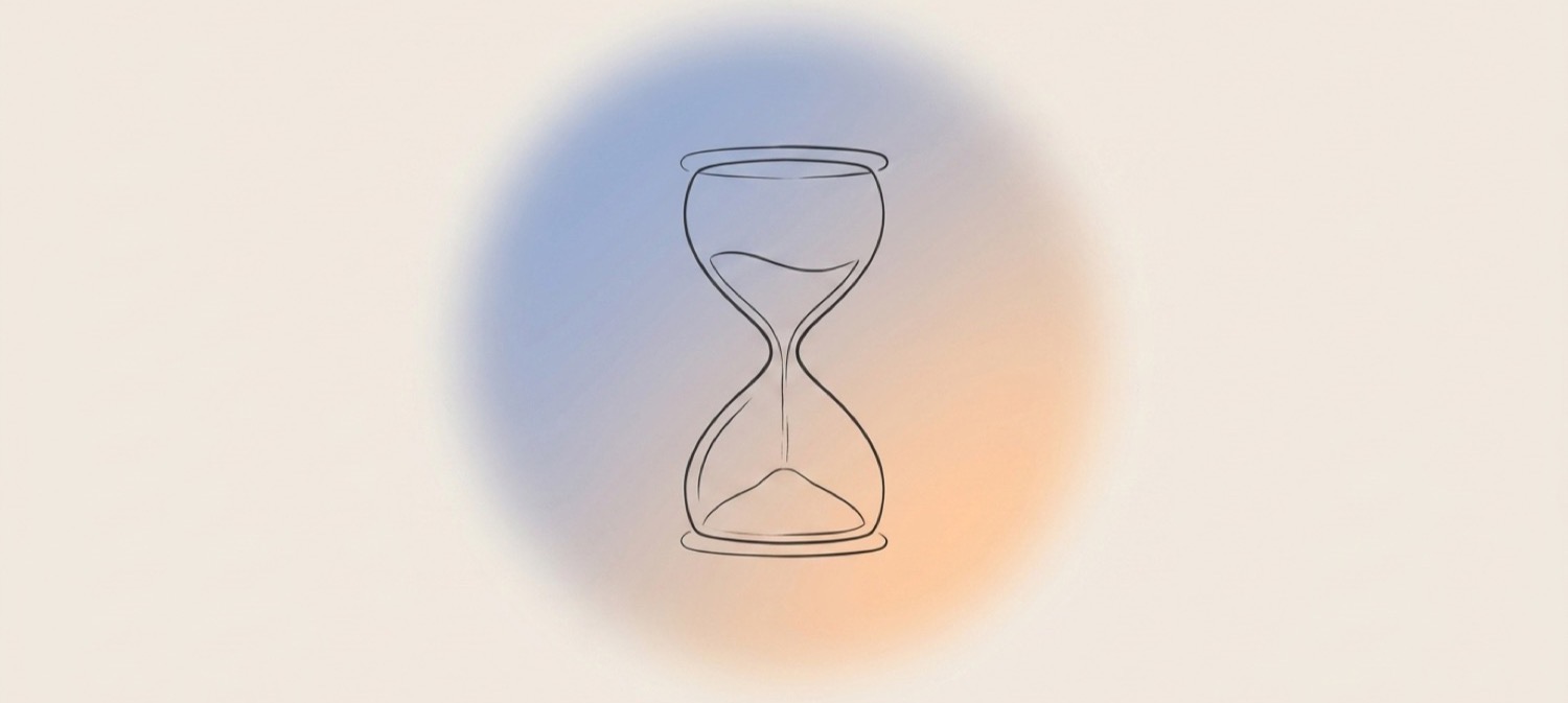 Illustration of an hourglass with sand trickling down