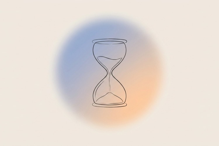 Illustration of an hourglass with sand trickling down