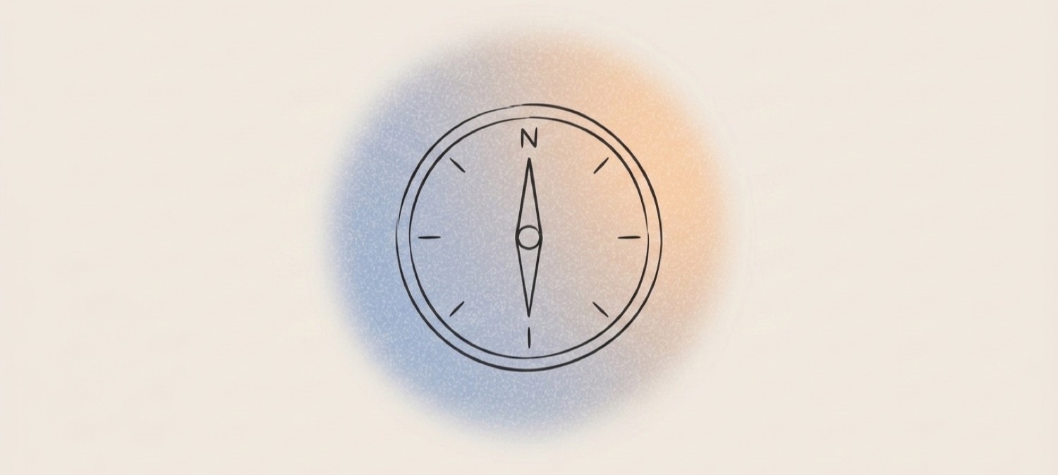 Illustration of a compass pointing north