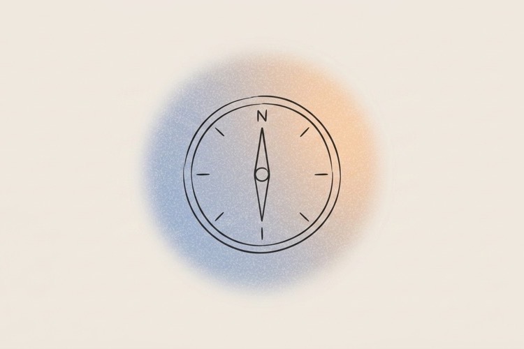 Illustration of a compass pointing north