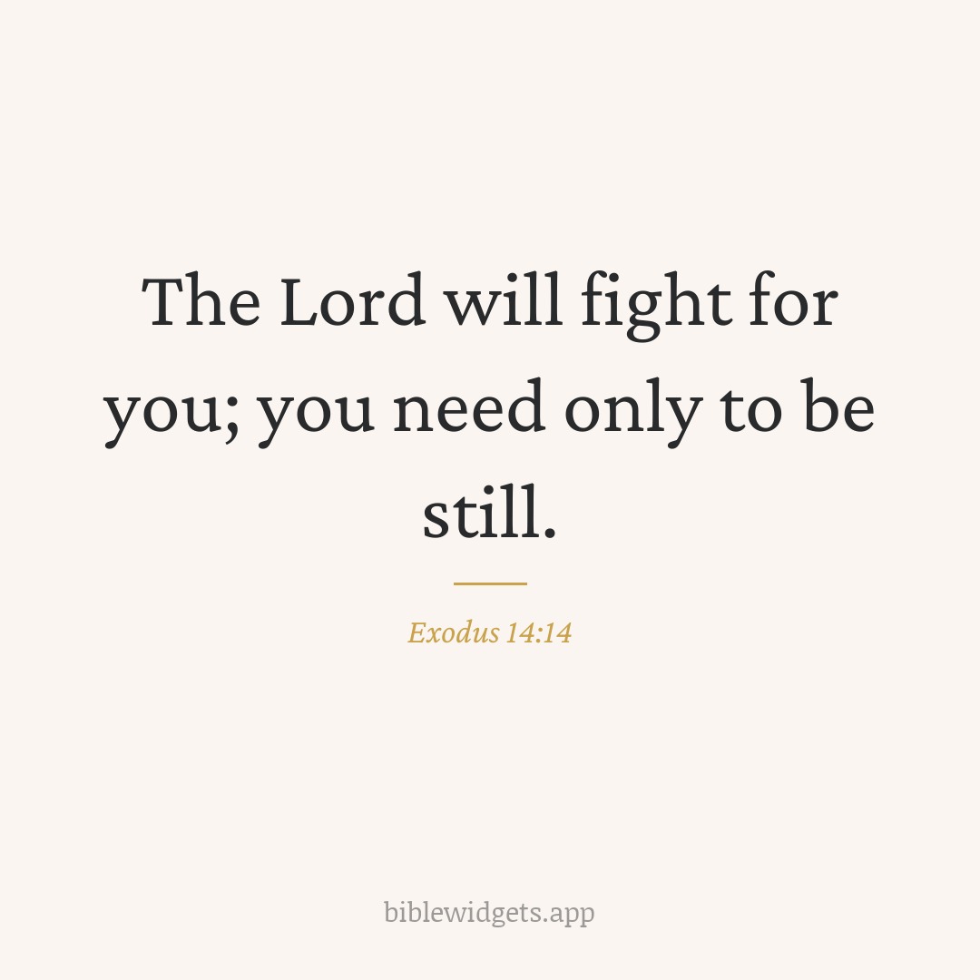 The Lord will fight for you; you need only to be still. — Exodus 14:14