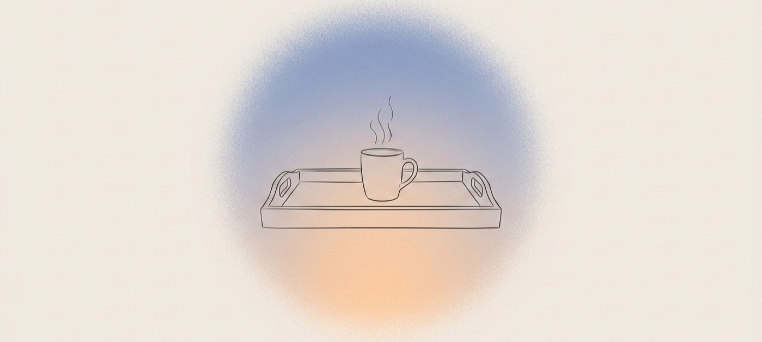 a steaming mug on a breakfast tray: a daily verse with your morning