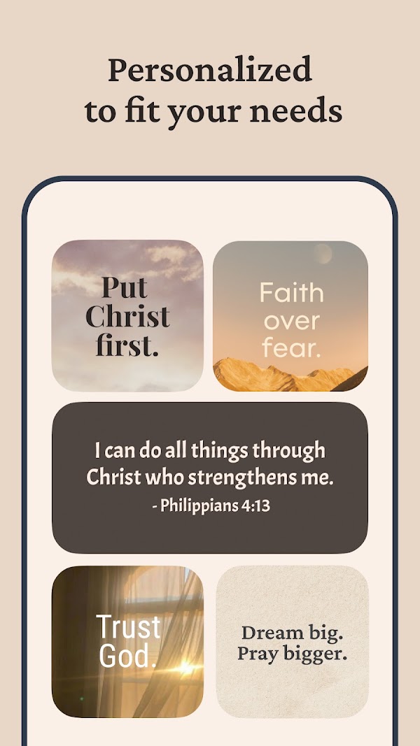 Bible Widgets widgets in small and medium sizes, as shown on the Google Play listing
