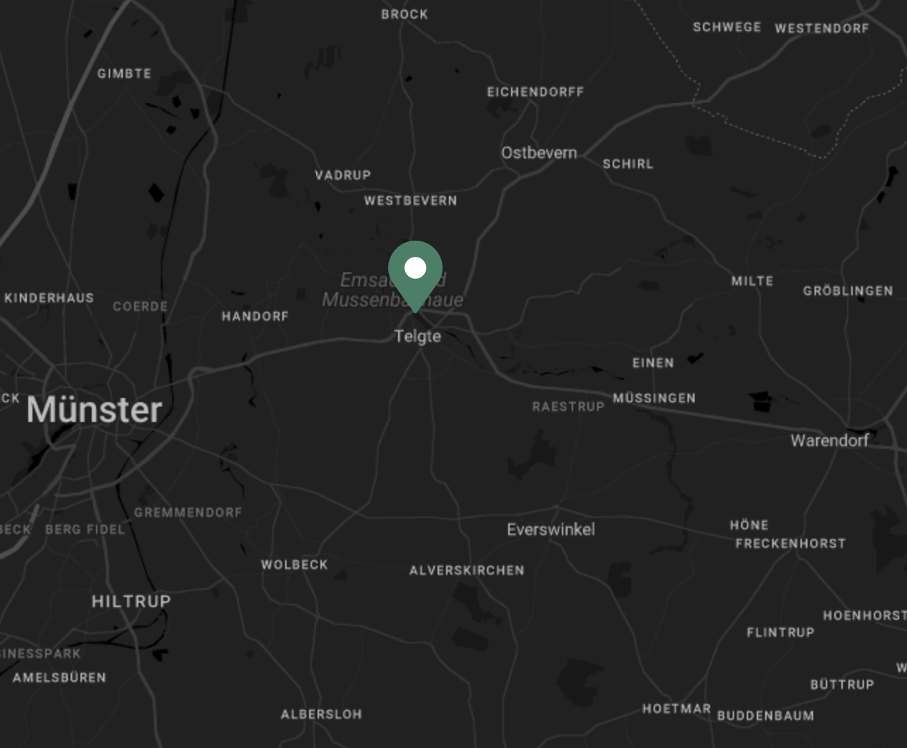 Standortkarte für Malerbetrieb in der Nähe von Münster mit Kartenmarkierung