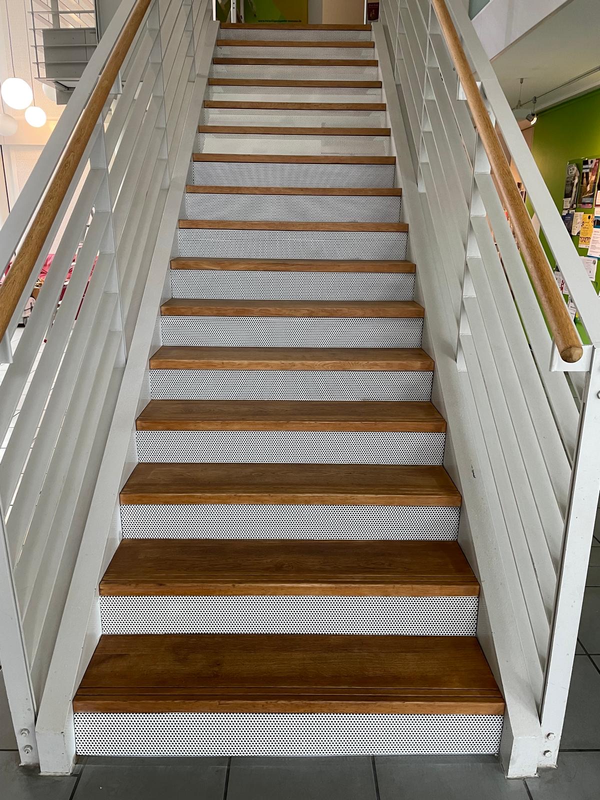 Moderne Treppe im Malerbetrieb Münster mit Holz- und Metallakzenten