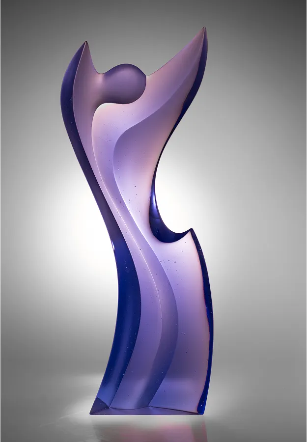 Dance sculpture, 35x12x4 inches, light purple glass form