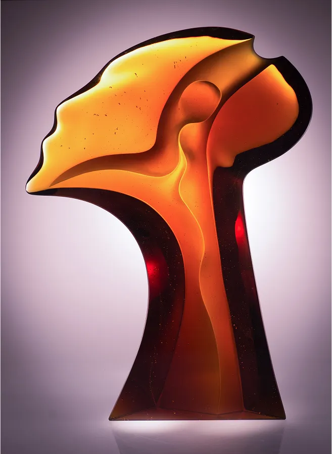 Dream sculpture, 35x25x6 inches, orange glass form