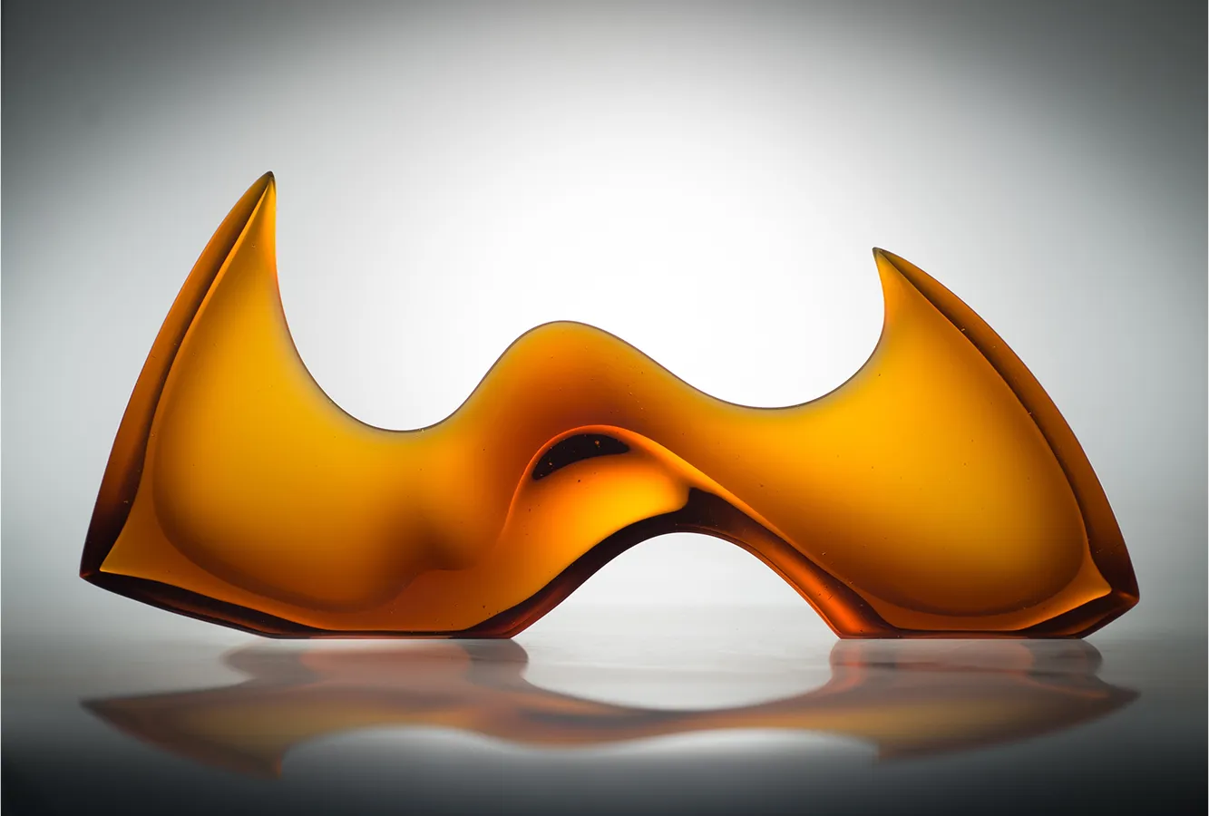 ENERGY sculpture, 28x12x4 inches, orange glass form