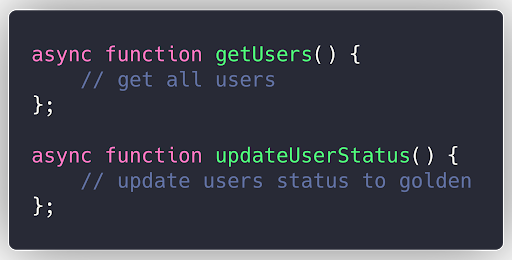 screenshot presenting async function