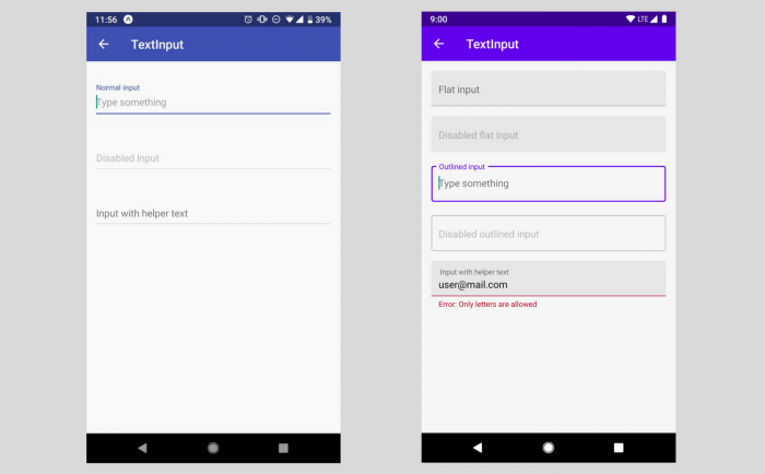 TextInput in react Native Paper 1.0 vs 2.0