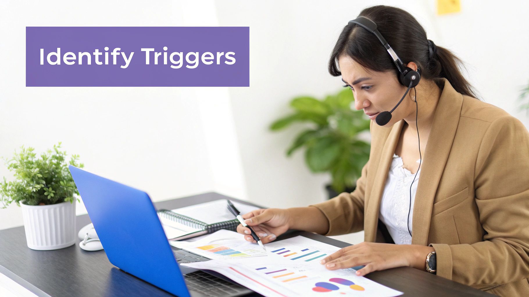 A team collaborating around a desk, illustrating a structured process for handling client issues.