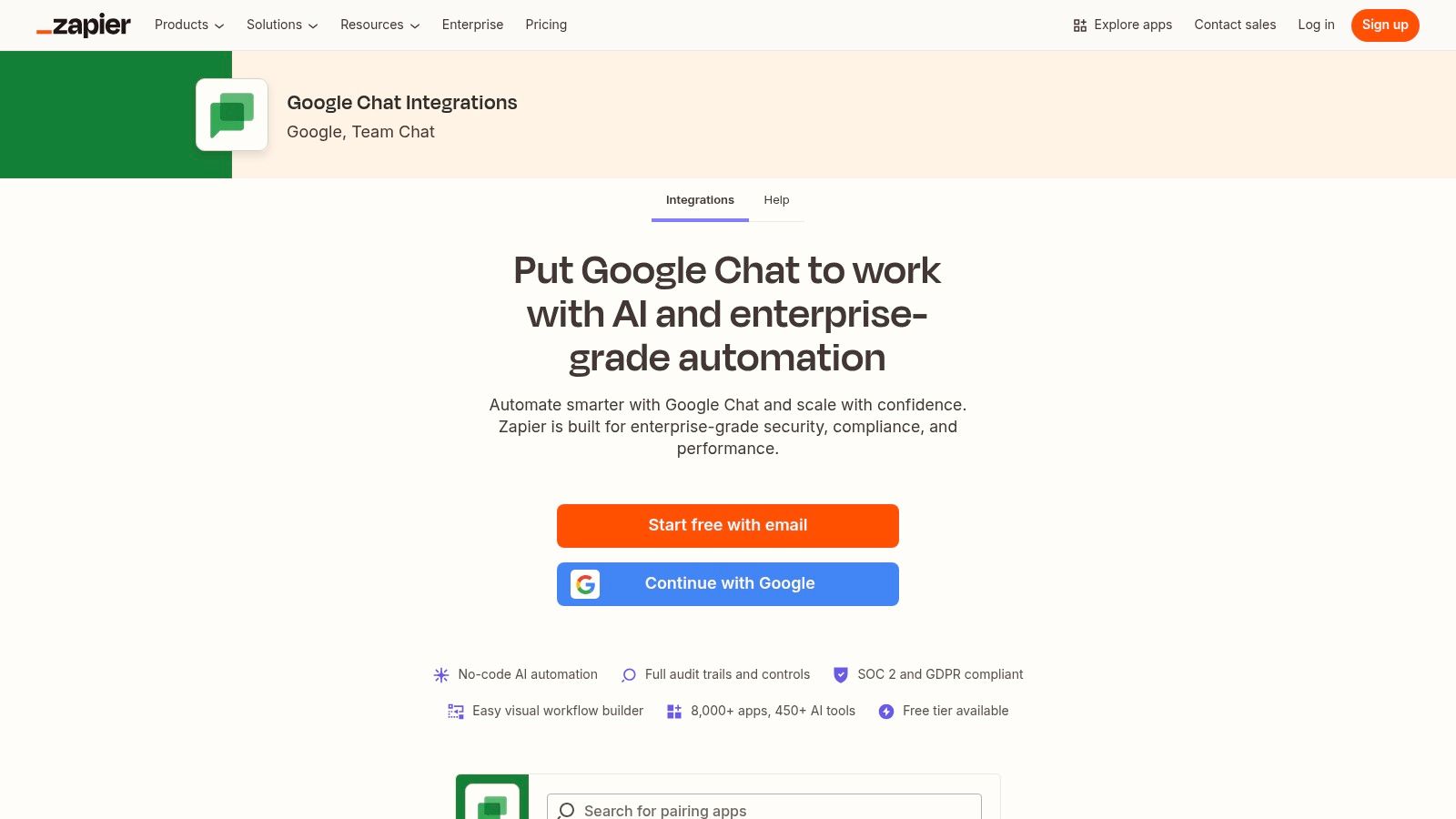 Zapier – Google Chat integrations gallery