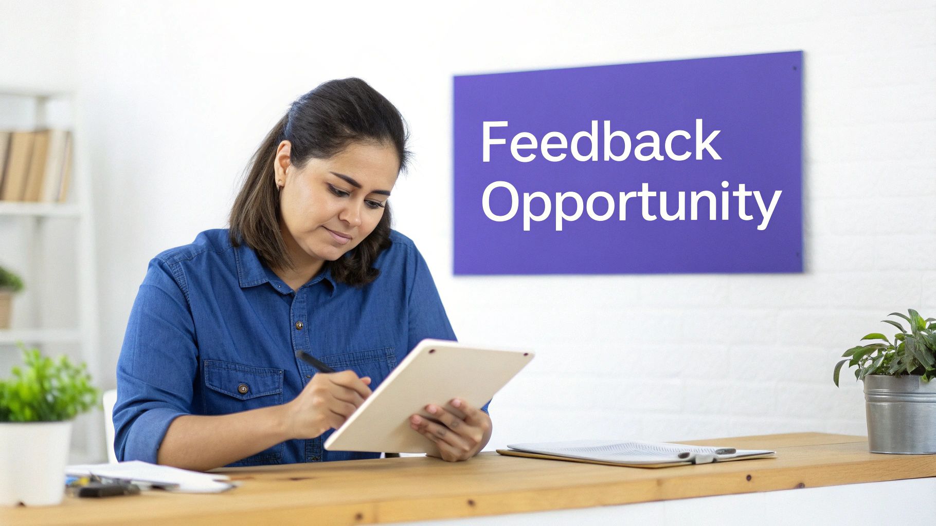 A team collaborating around a desk, illustrating how to handle complaints from clients.