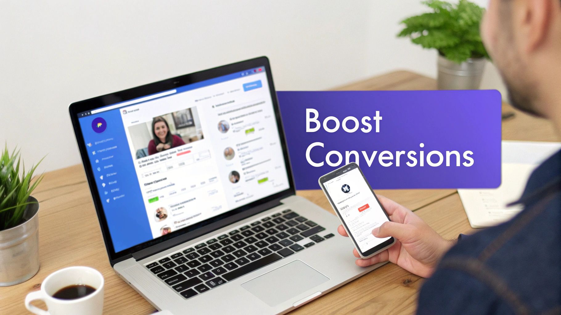 A person interacting with a chat widget on a laptop screen